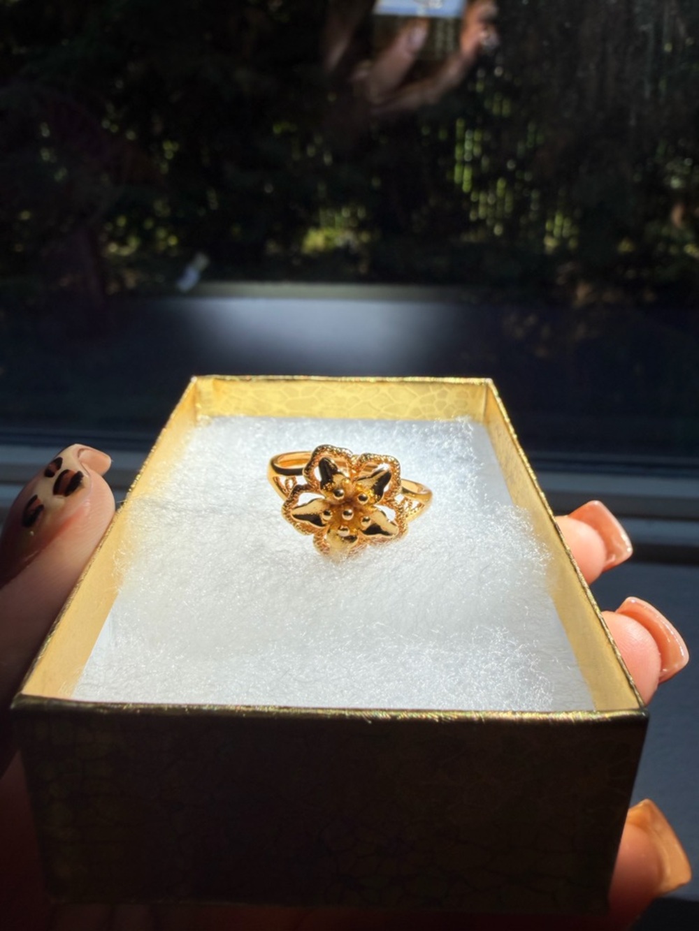 Gold Adjustable Floral Statement Ring 🌸✨